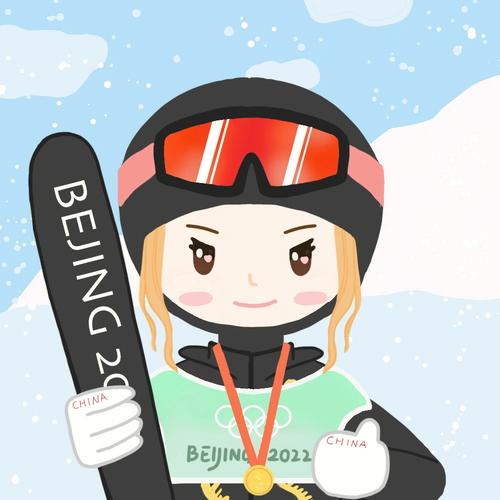 谷爱凌滑雪运动员简笔画